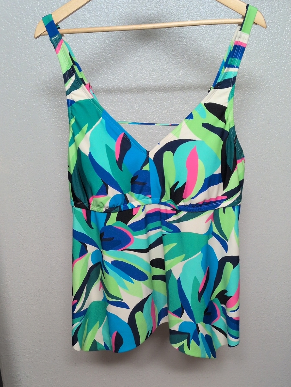 Shade & Shore Blue, Green, Navy Tropical Swim Top